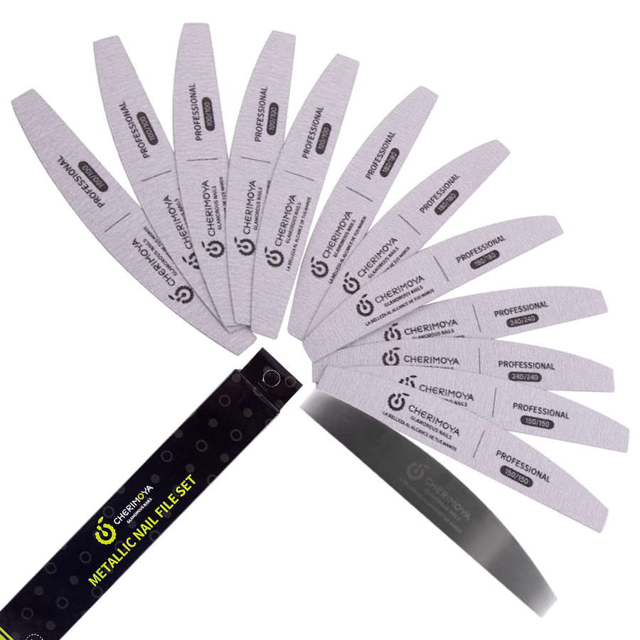 Set de Limas Metálicas Cherimoya – 12 piezas (con mango metálico)