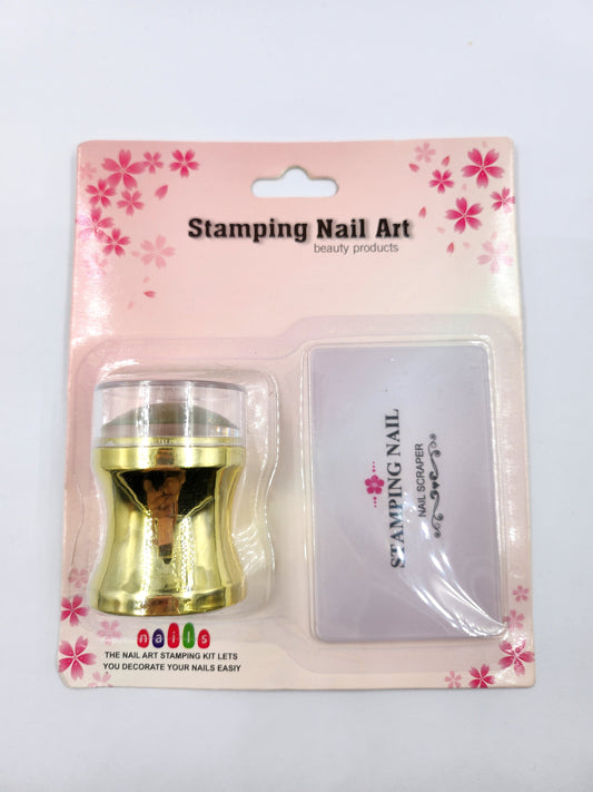 Kit Stamping Nail Art – Sello Transparente + Raspador