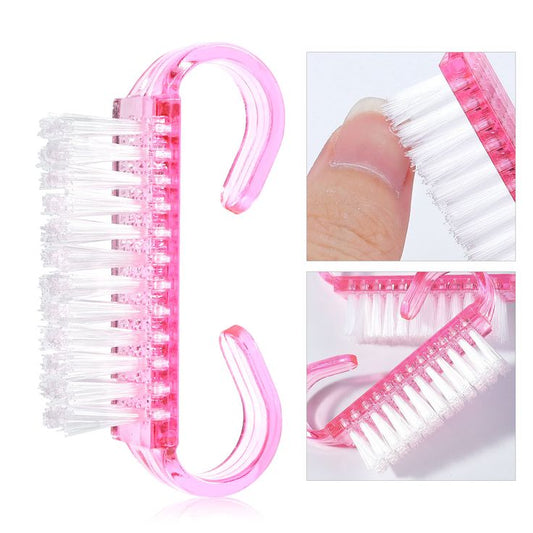Cepillo de Uñas para Limpieza – Mango Curvo Rosado